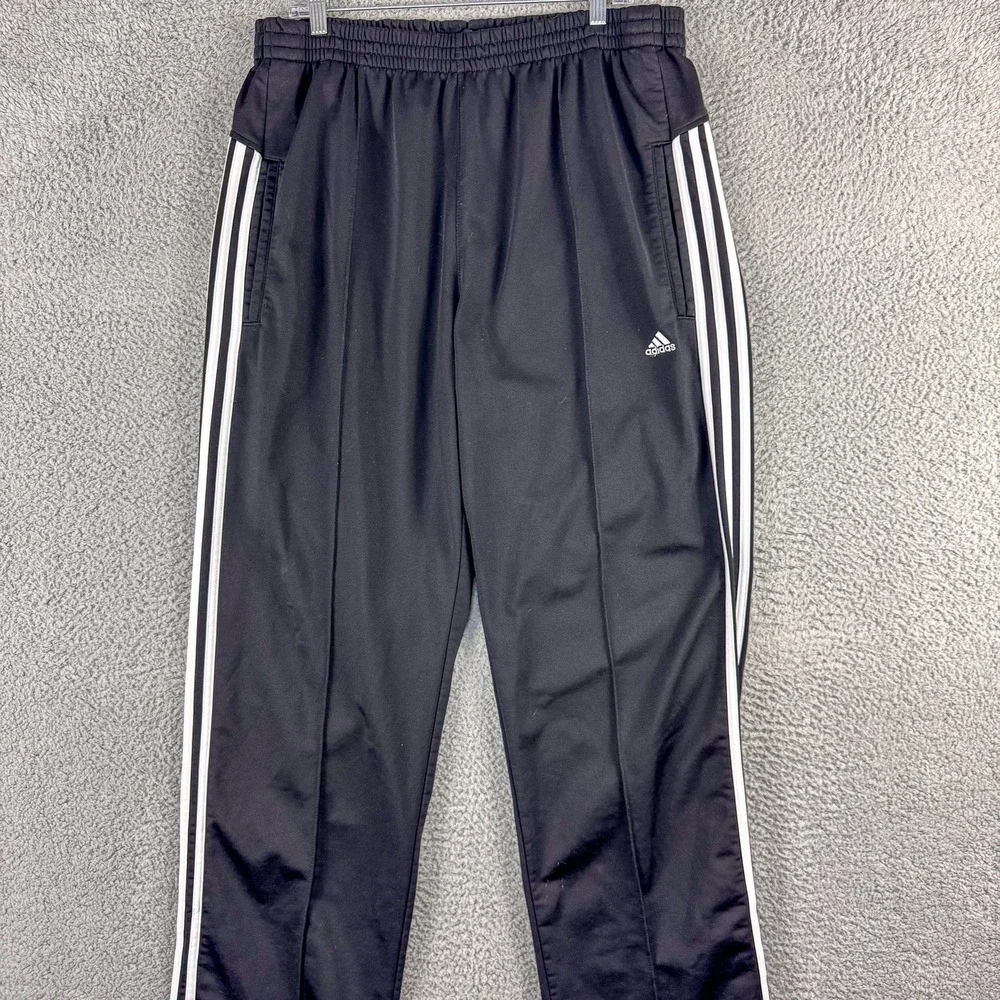 Adidas Track Pants Mens‎ XL Black Three Stripe Athletic Joggers Gym Training
